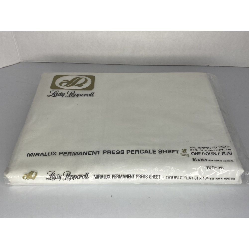 Lady Pepperell Vintage Double Bed Flat Sheet NIP‎ Percale White